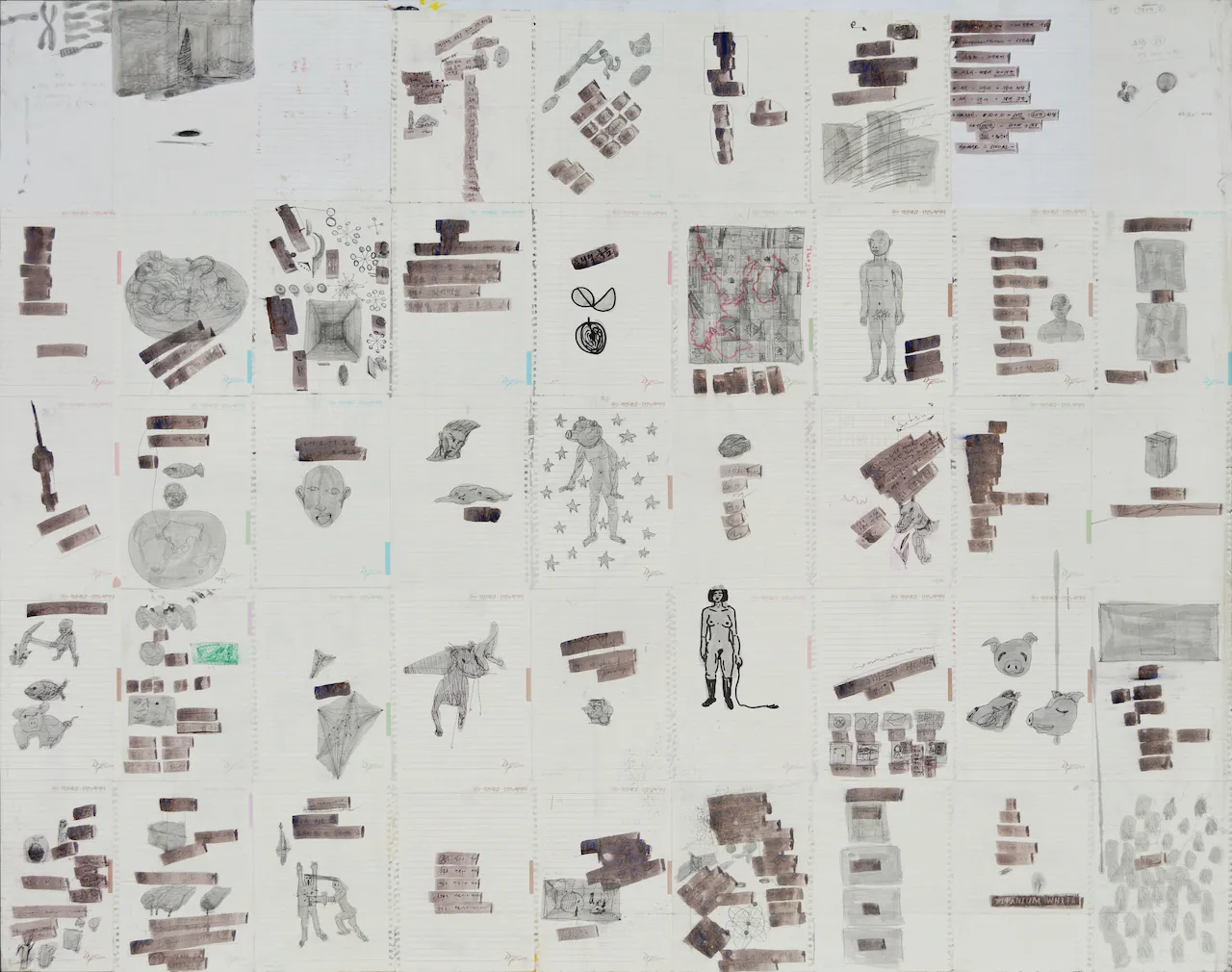 Drawing Collections, 2013, Drawings on wood panel.jpg